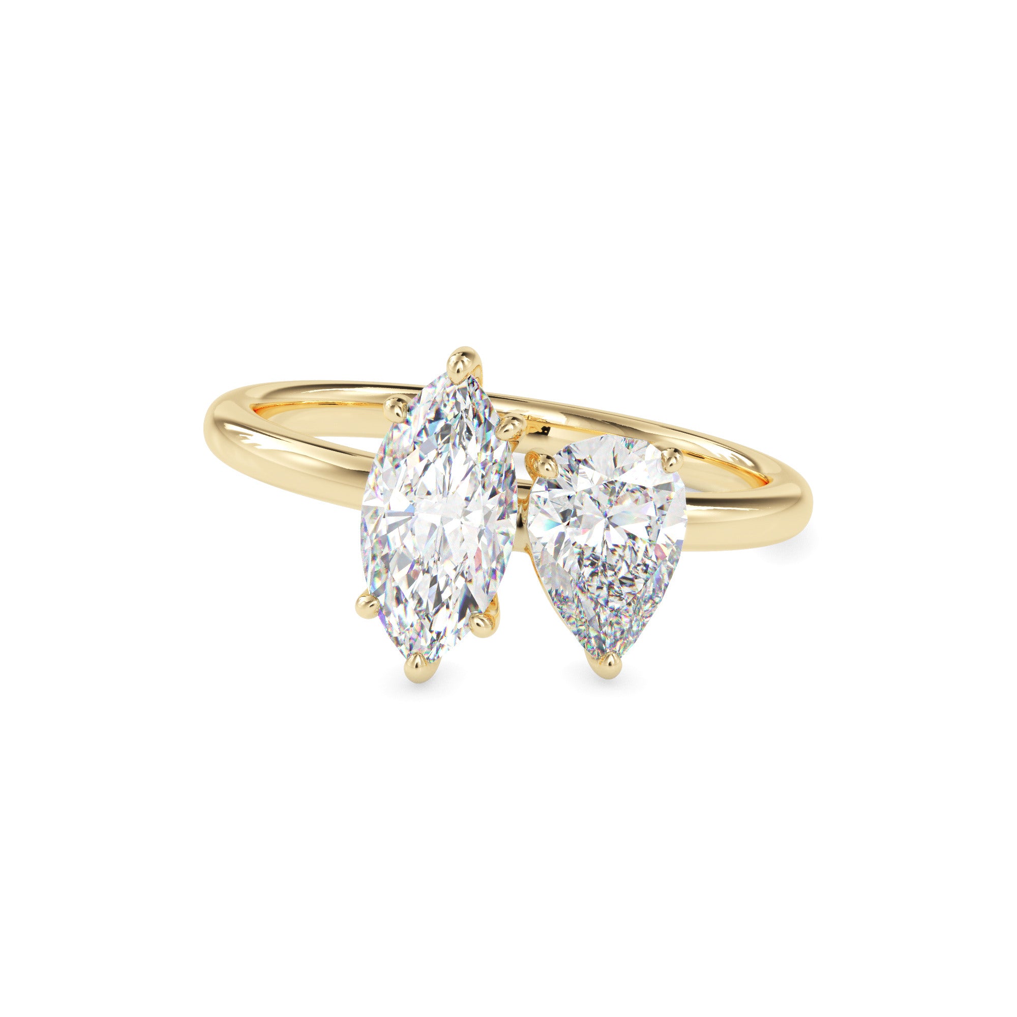 1.75Ct Pear & Marquise Lab-Grown Diamond Toi Et Moi Gold Ring