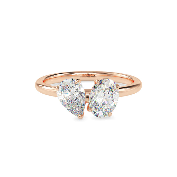 1.88Ct Oval & Pear Lab-Grown Diamond Toi Et Moi Gold Ring