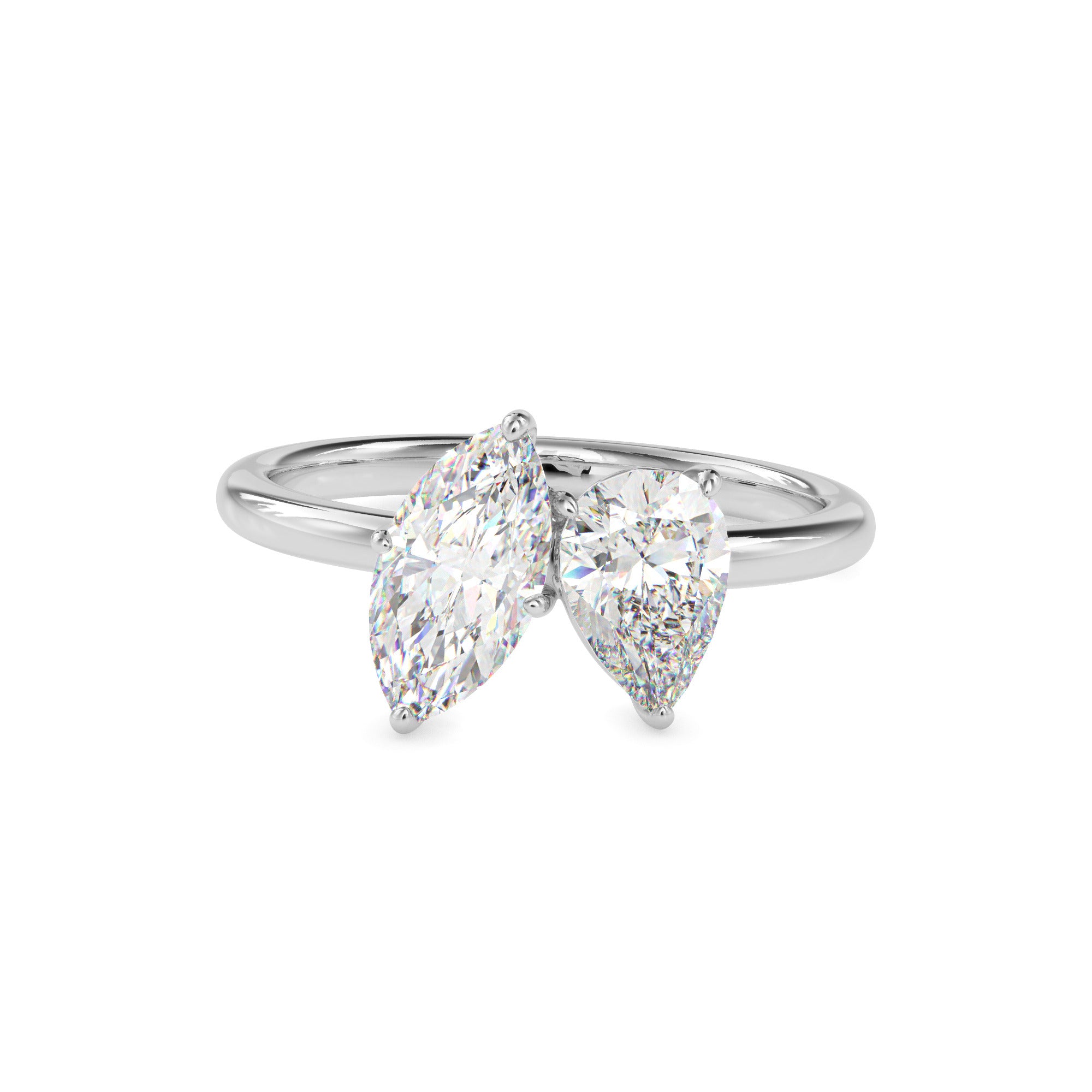 1.75Ct Marquise & Pear Lab-Grown Diamond Toi Et Moi Gold Ring