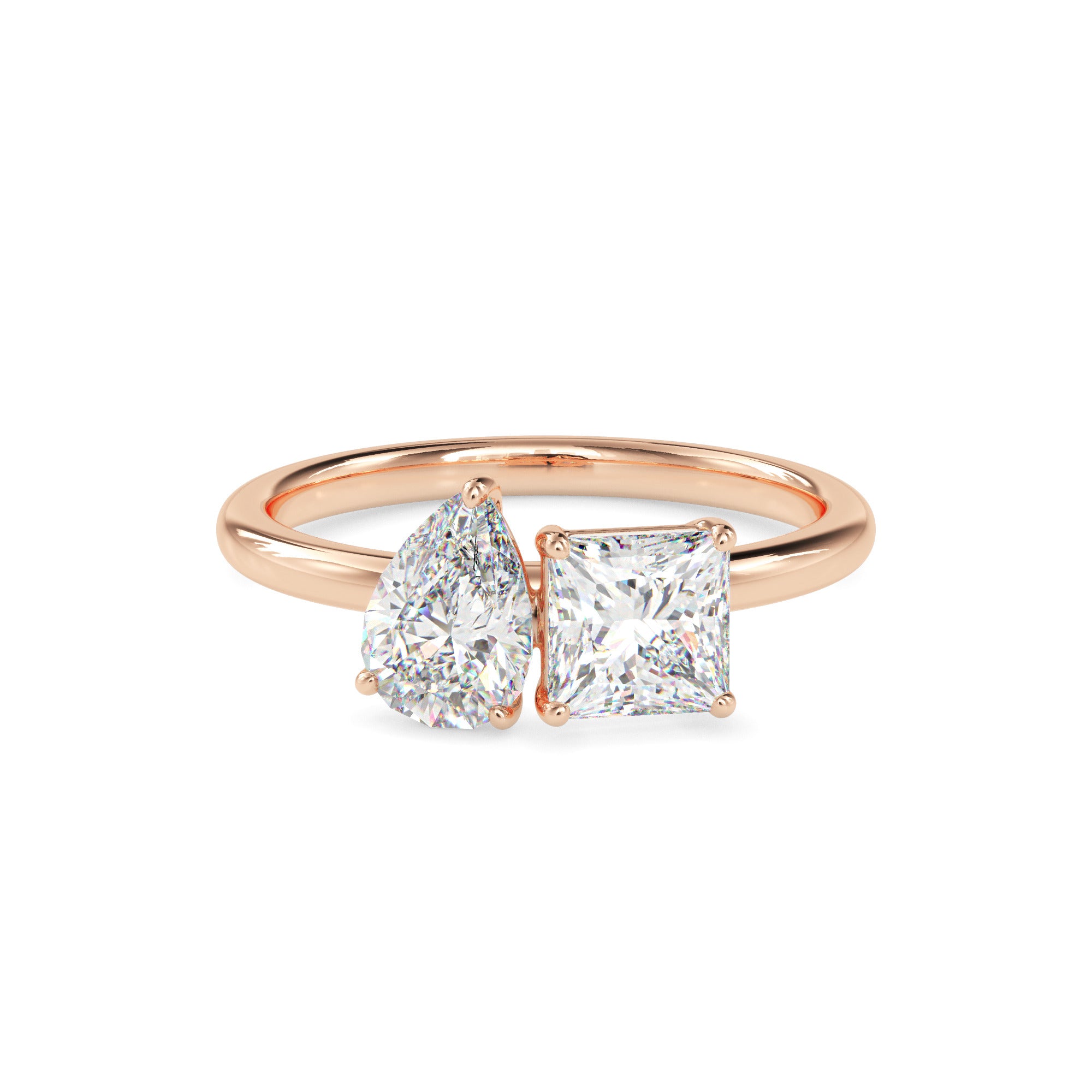 1.93Ct Princess & Pear Lab-Grown Diamond Toi Et Moi Gold Ring