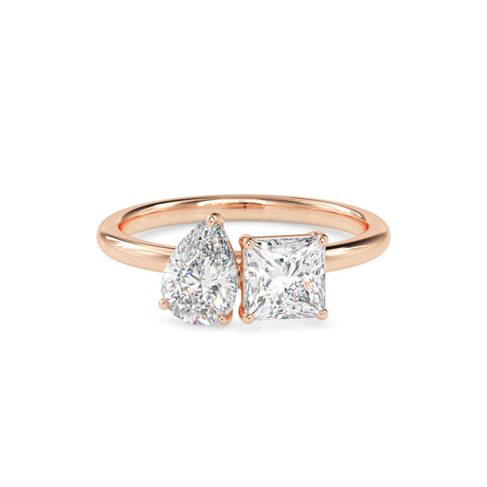 1.93Ct Princess & Pear Lab-Grown Diamond Toi Et Moi Gold Ring