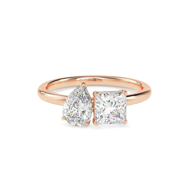 1.93Ct Princess & Pear Lab-Grown Diamond Toi Et Moi Gold Ring