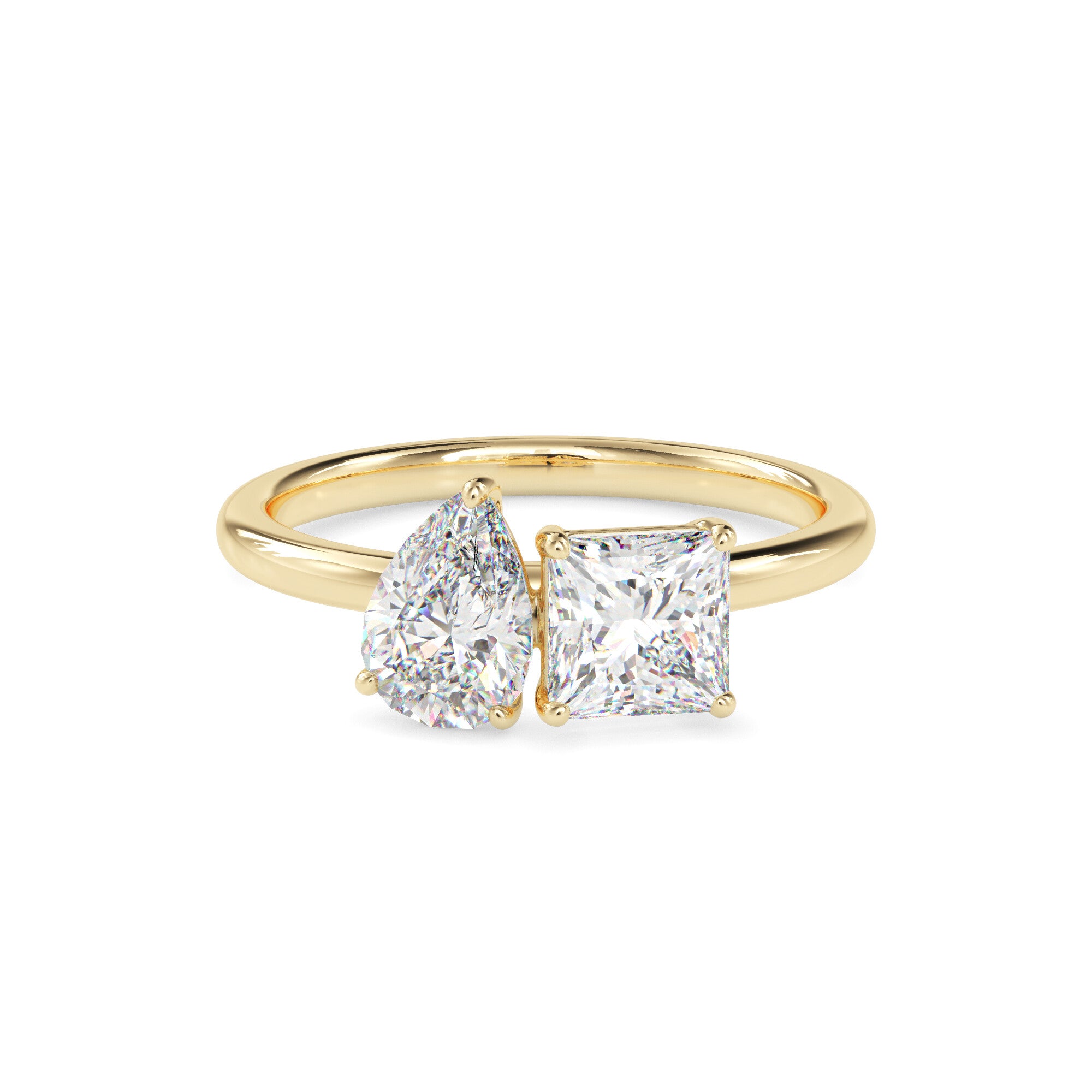1.93Ct Princess & Pear Lab-Grown Diamond Toi Et Moi Gold Ring