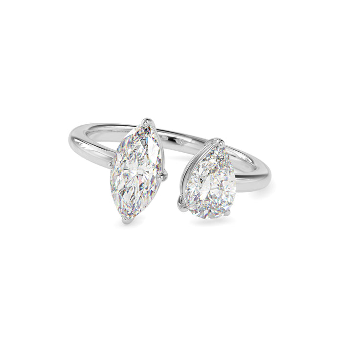 1.85Ct Marquise & Pear Open Gap Lab-Grown Diamond Toi Et Moi Gold Ring