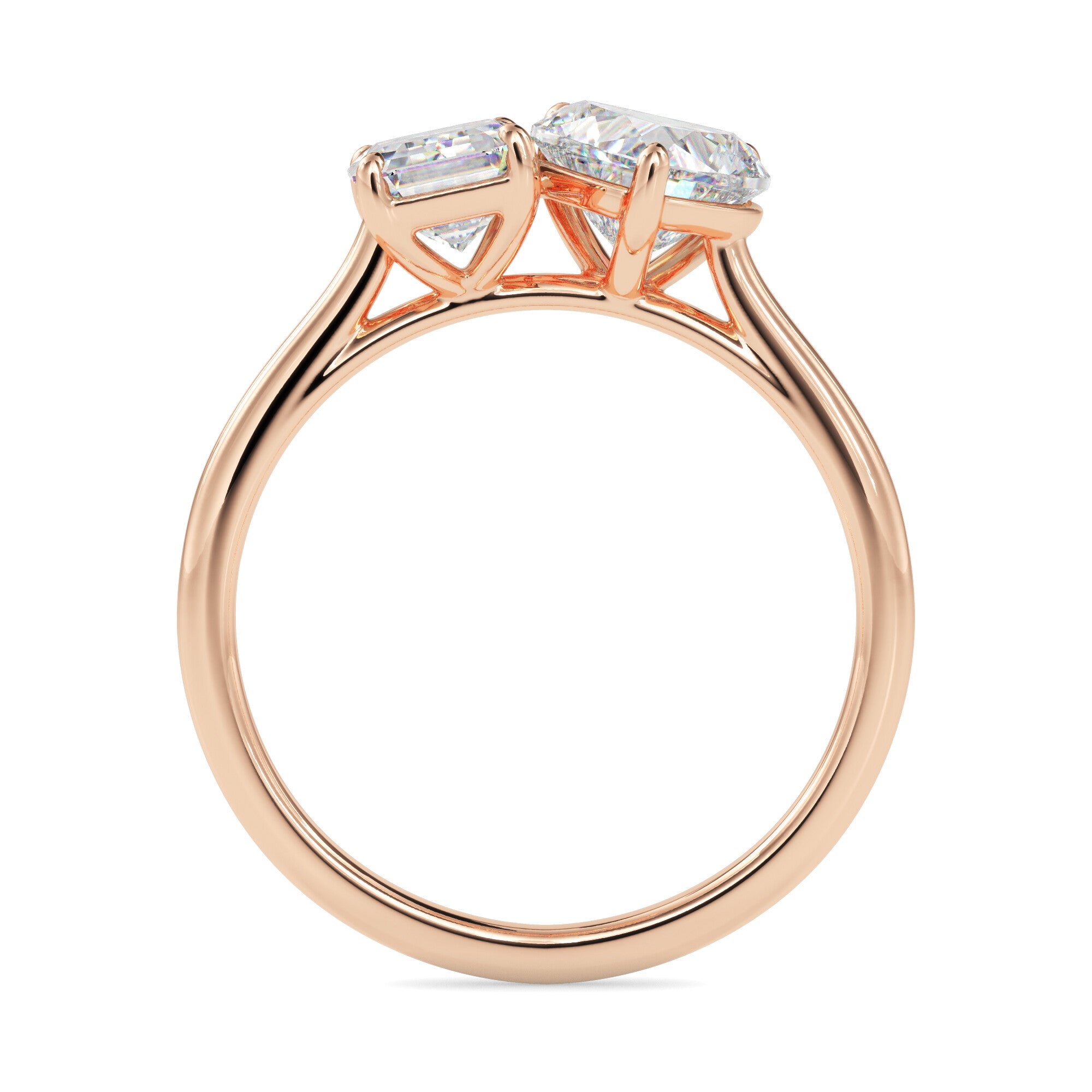 1.99Ct Emerald & Heart Lab-Grown Diamond Toi Et Moi Gold Ring