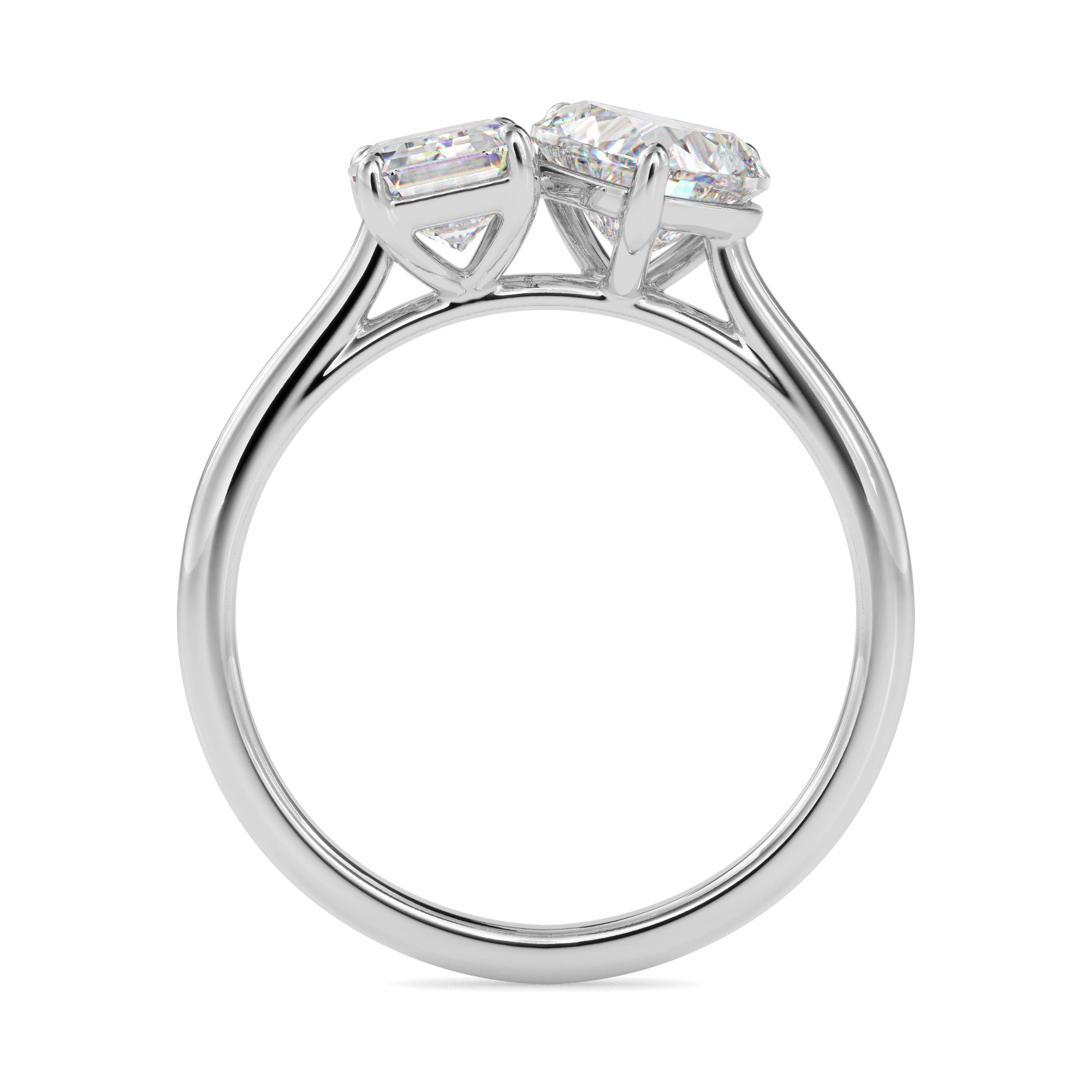 1.99Ct Emerald & Heart Lab-Grown Diamond Toi Et Moi Gold Ring