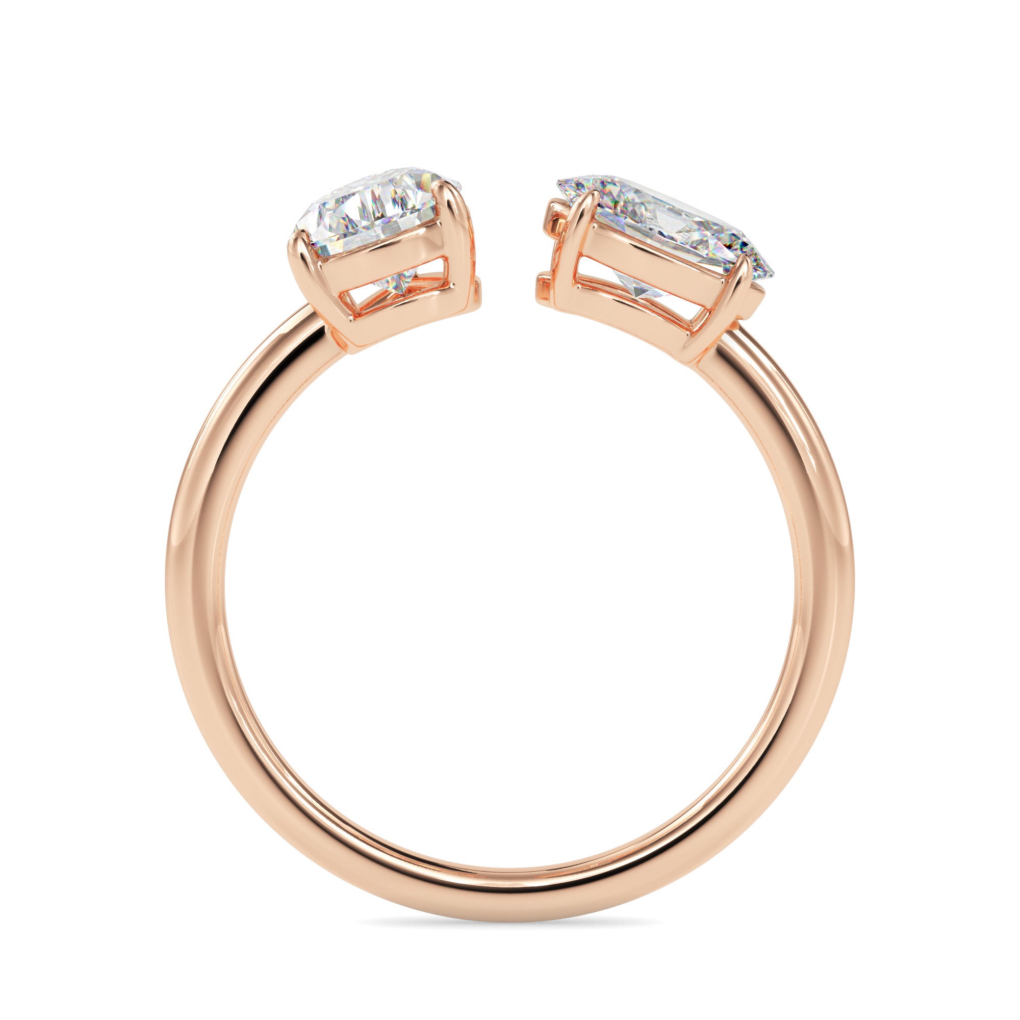 1.80Ct Pear & Oval Open Gap Lab-Grown Diamond Toi Et Moi Gold Ring