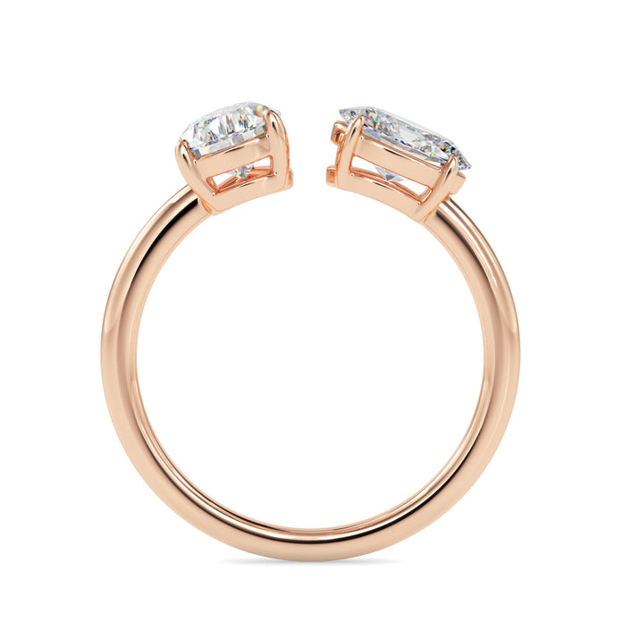 1.80Ct Pear & Oval Open Gap Lab-Grown Diamond Toi Et Moi Gold Ring