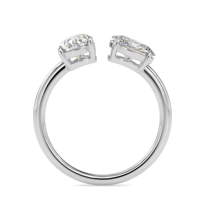 1.80Ct Pear & Oval Open Gap Lab-Grown Diamond Toi Et Moi Gold Ring