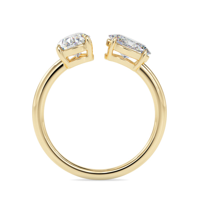 1.80Ct Pear & Oval Open Gap Lab-Grown Diamond Toi Et Moi Gold Ring