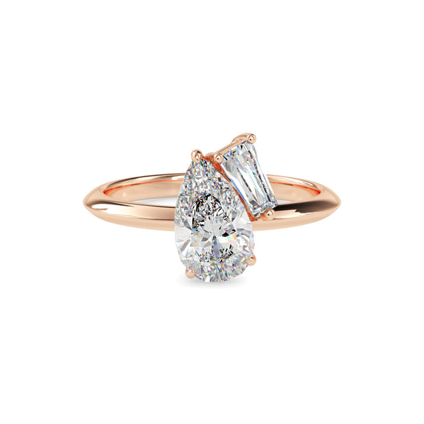 1.88Ct Pear & Baguette Lab-Grown Diamond Toi Et Moi Gold Ring
