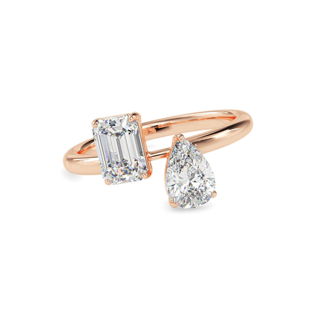 1.88Ct Pear & Emerald Lab-Grown Diamond Toi Et Moi Gold Ring