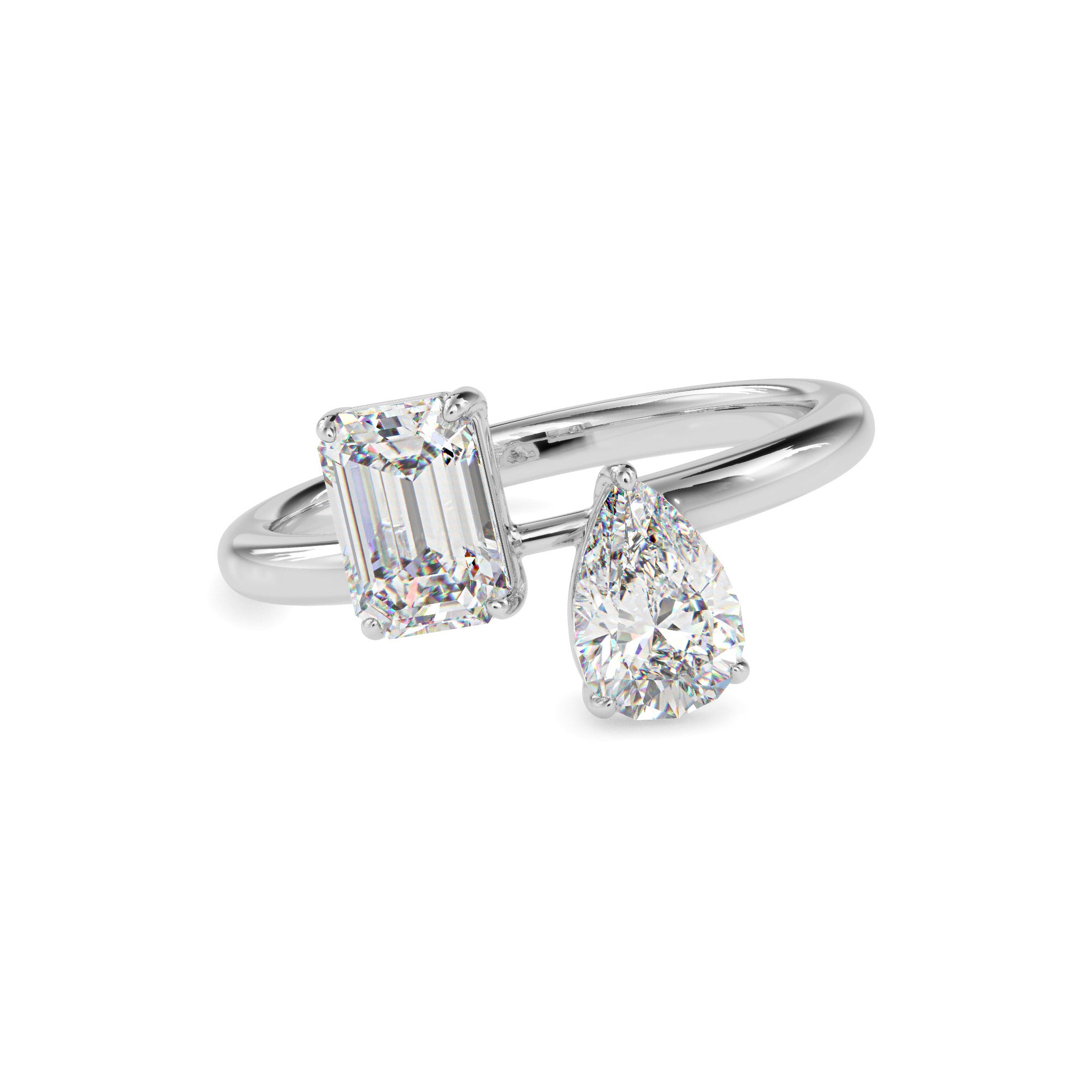 1.88Ct Pear & Emerald Lab-Grown Diamond Toi Et Moi Gold Ring
