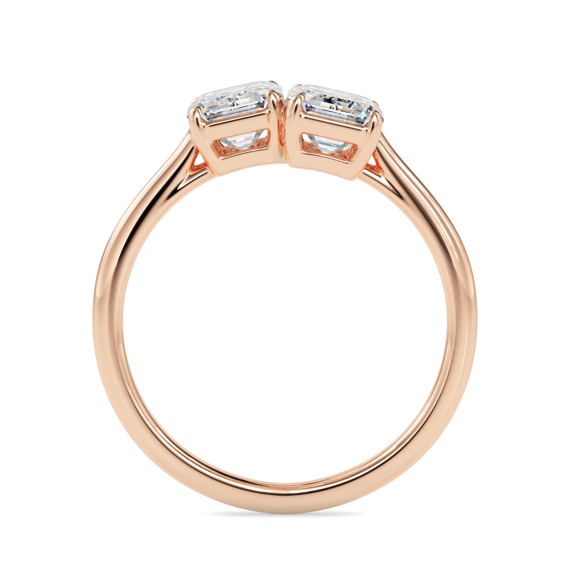 1.97Ct Emerald Cut Two Stone Lab-Grown Diamond Toi Et Moi Gold Ring
