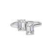 1.97Ct Emerald Cut Two Stone Lab-Grown Diamond Toi Et Moi Gold Ring