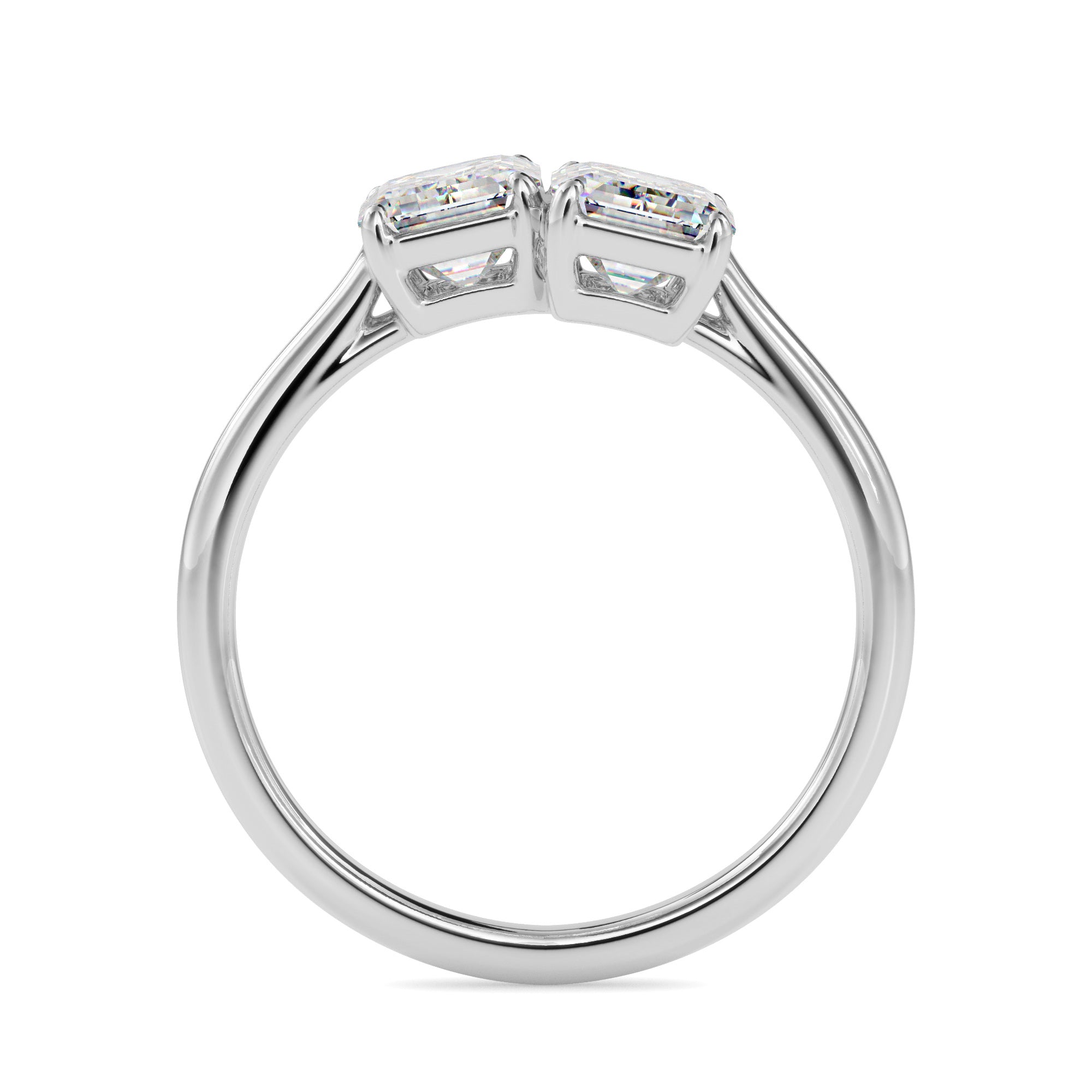 1.97Ct Emerald Cut Two Stone Lab-Grown Diamond Toi Et Moi Gold Ring