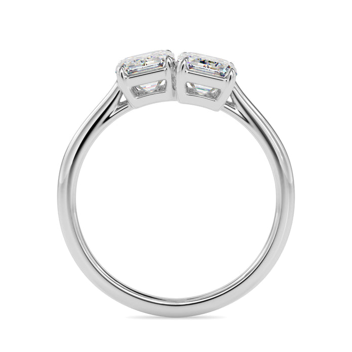 1.97Ct Emerald Cut Two Stone Lab-Grown Diamond Toi Et Moi Gold Ring