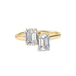 1.97Ct Emerald Cut Two Stone Lab-Grown Diamond Toi Et Moi Gold Ring