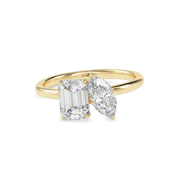 1.95Ct Emerald & Marquise Lab-Grown Diamond Toi Et Moi Gold Ring