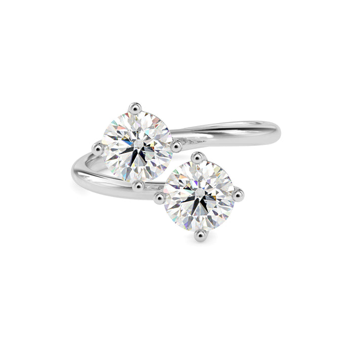 2.06Ct Round Bypass Lab-Grown Diamond Toi Et Moi Gold Ring