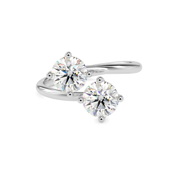 2.06Ct Round Bypass Lab-Grown Diamond Toi Et Moi Gold Ring