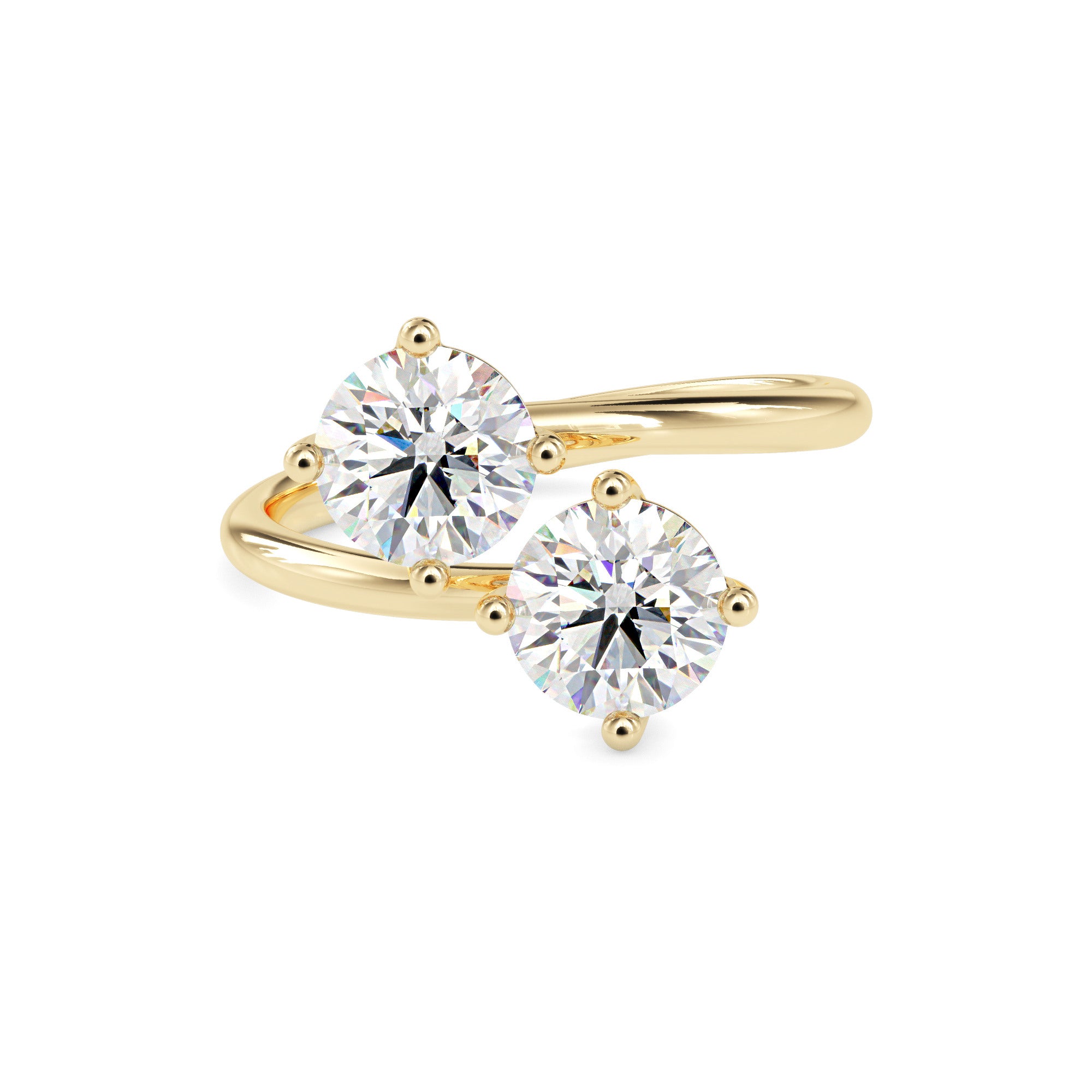 2.06Ct Round Bypass Lab-Grown Diamond Toi Et Moi Gold Ring