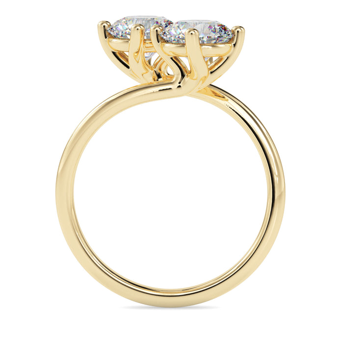 2.06Ct Round Bypass Lab-Grown Diamond Toi Et Moi Gold Ring