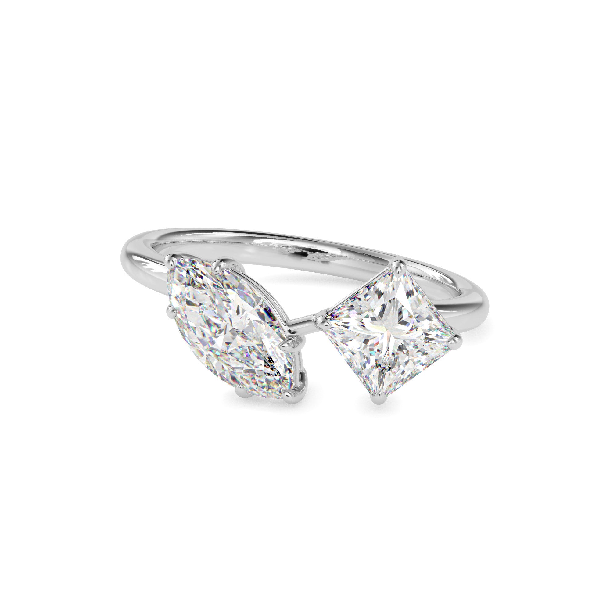 2.00Ct Marquise & Princess Lab-Grown Diamond Toi Et Moi Gold Ring