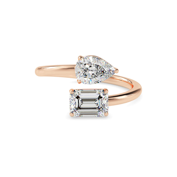 1.88Ct Emerald & Pear Lab-Grown Diamond Toi Et Moi Gold Ring