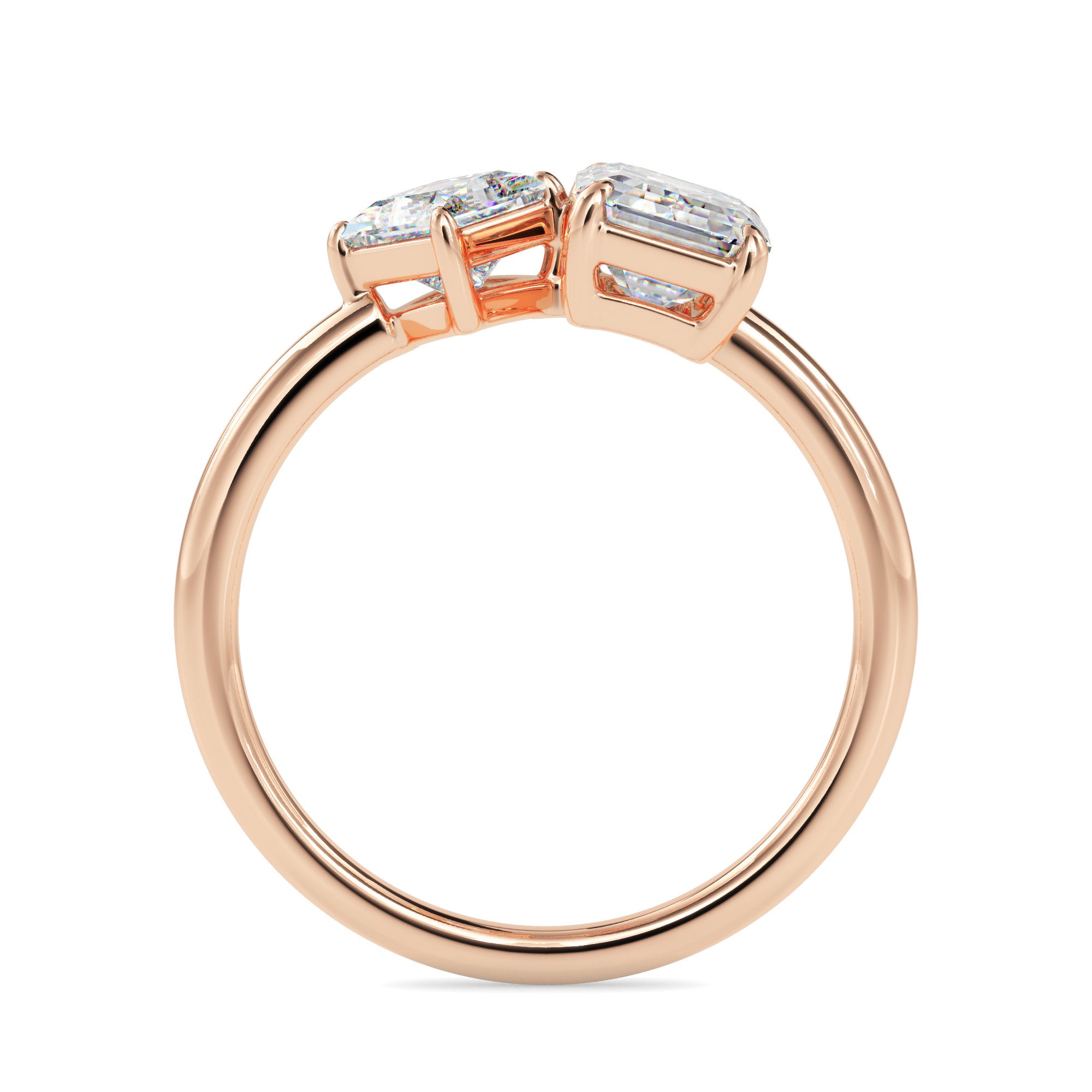 1.90Ct Emerald & Princess Lab-Grown Diamond Toi Et Moi Gold Ring
