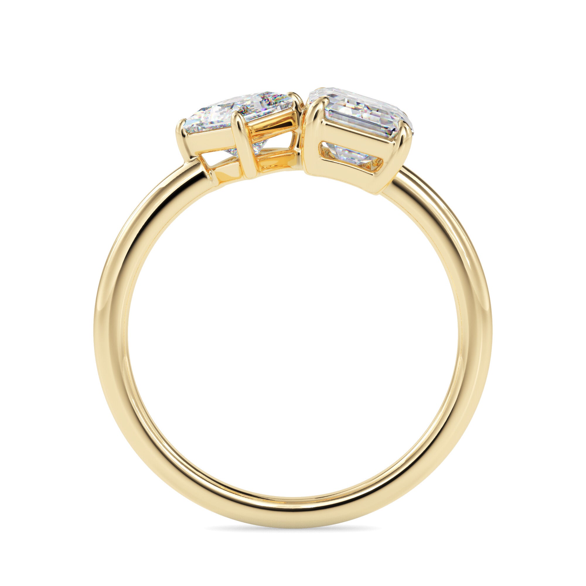 1.90Ct Emerald & Princess Lab-Grown Diamond Toi Et Moi Gold Ring