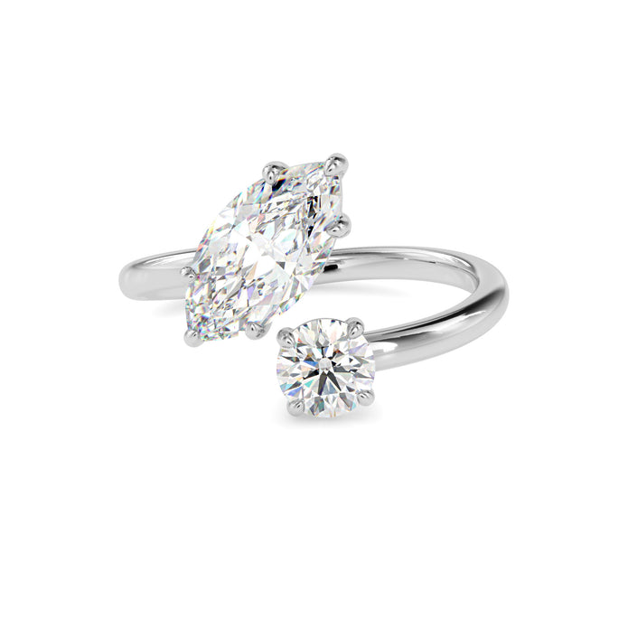 1.88Ct Round & Marquise Lab-Grown Diamond Toi Et Moi Gold Ring