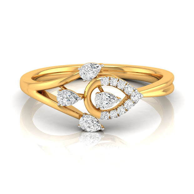 0.24Ct Leaf Like Design Pear Cut Prong Set Lab-Grown Diamond Ring