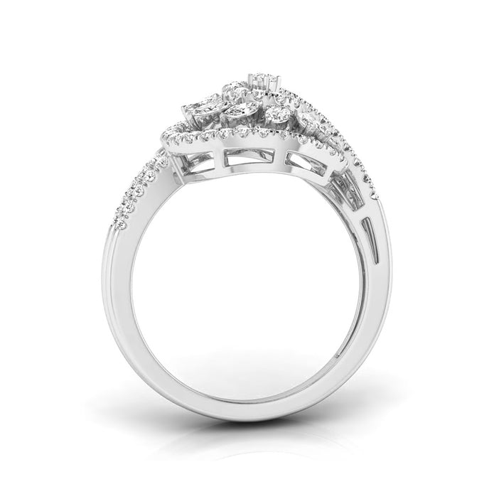 0.58Ct Spiral Design Marquise Cut Prong Set Lab-Grown Diamond Ring