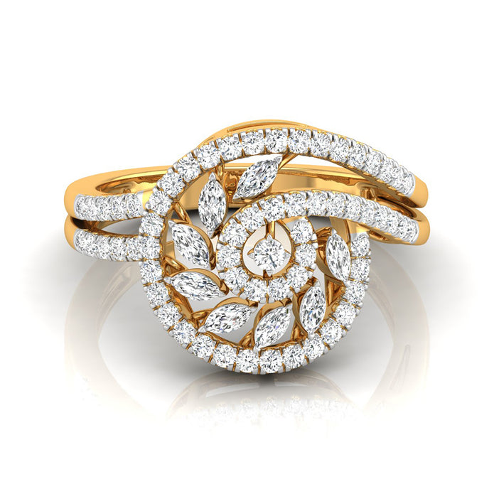 0.58Ct Spiral Design Marquise Cut Prong Set Lab-Grown Diamond Ring