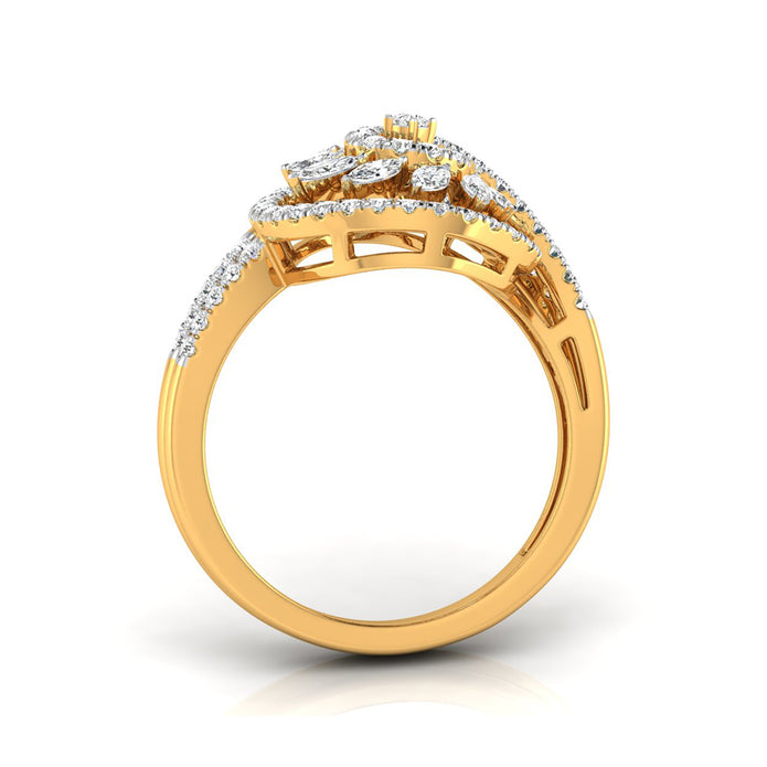 0.58Ct Spiral Design Marquise Cut Prong Set Lab-Grown Diamond Ring