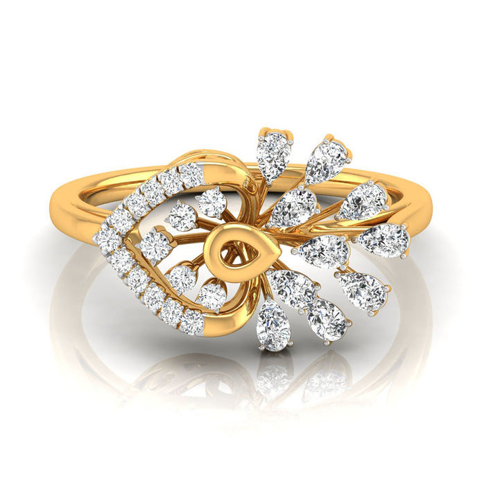0.37Ct Asymmetrical Floral Burst Pear Cut Lab-Grown Diamond Ring