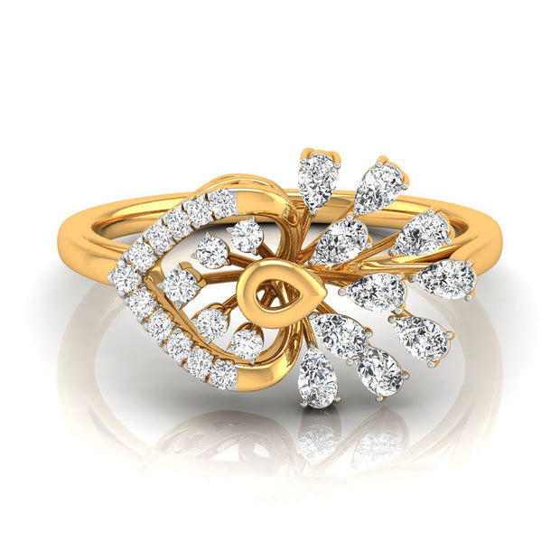 0.37Ct Asymmetrical Floral Burst Pear Cut Lab-Grown Diamond Ring