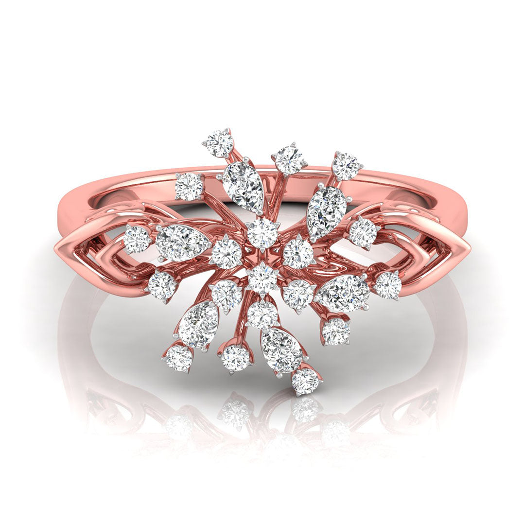 0.29Ct Round & Pear Cut Cluster Cocktail Lab-Grown Diamond Ring
