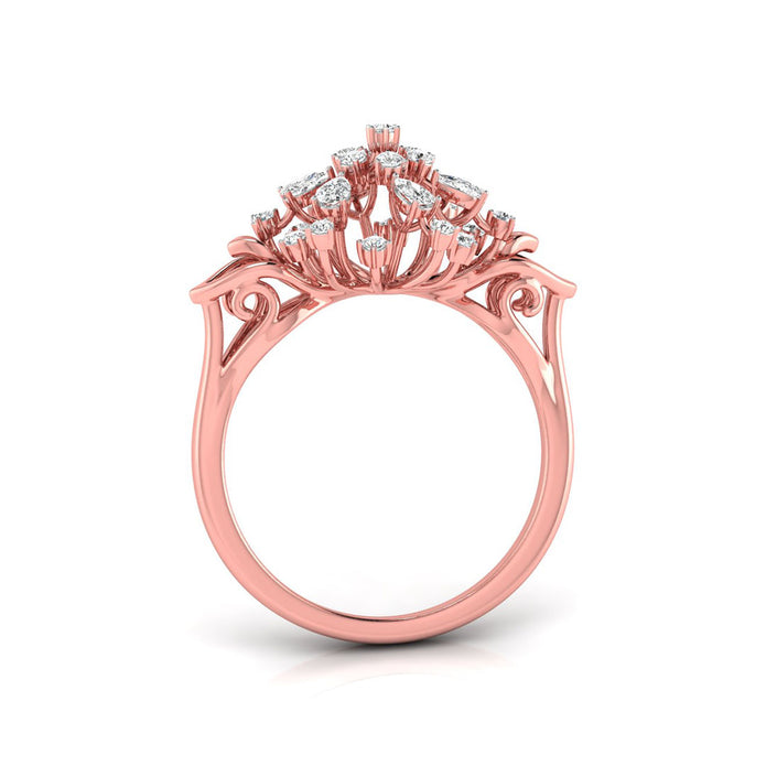 0.29Ct Round & Pear Cut Cluster Cocktail Lab-Grown Diamond Ring