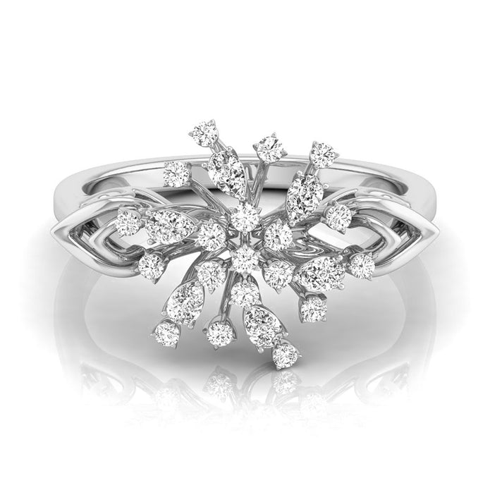 0.29Ct Round & Pear Cut Cluster Cocktail Lab-Grown Diamond Ring