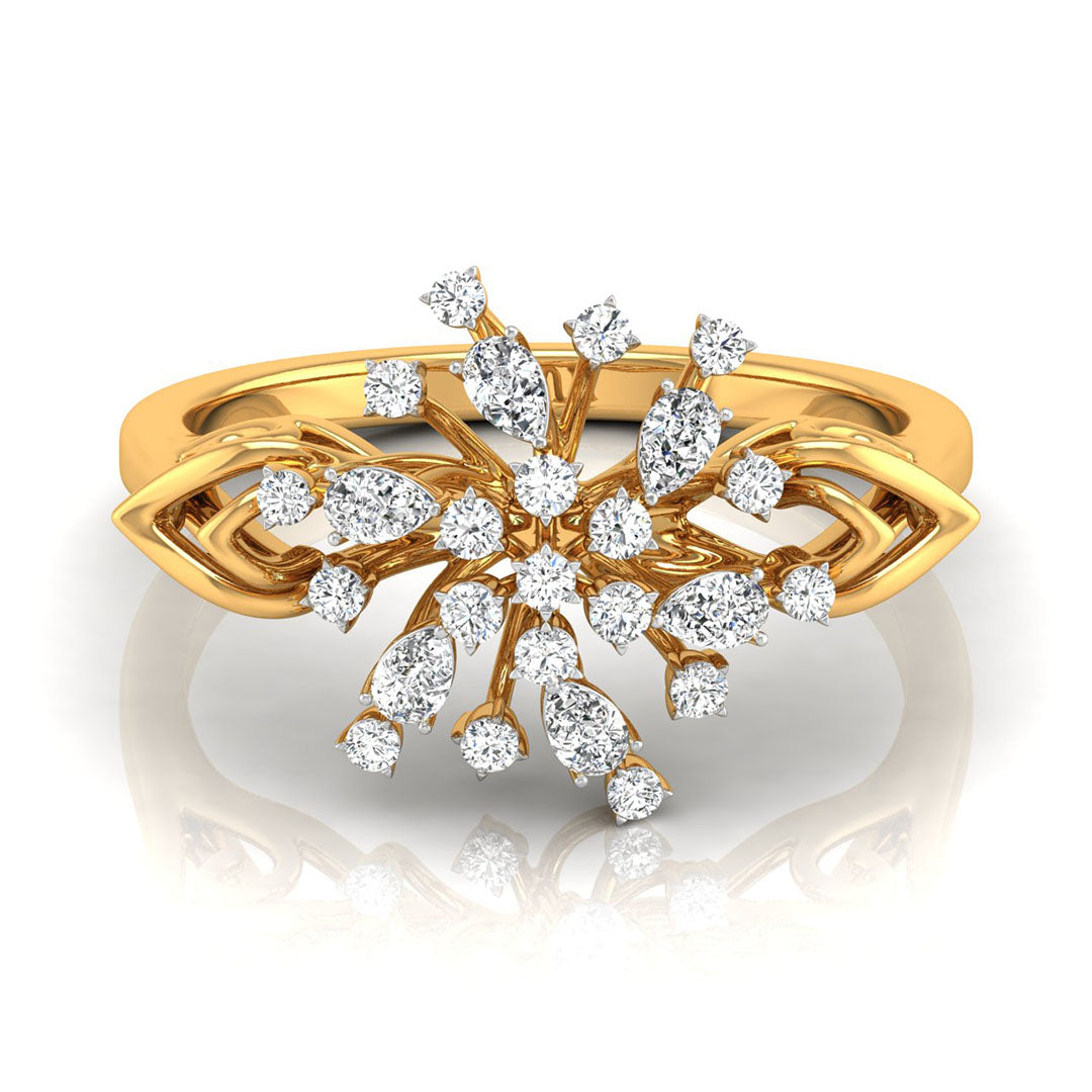 0.29Ct Round & Pear Cut Cluster Cocktail Lab-Grown Diamond Ring