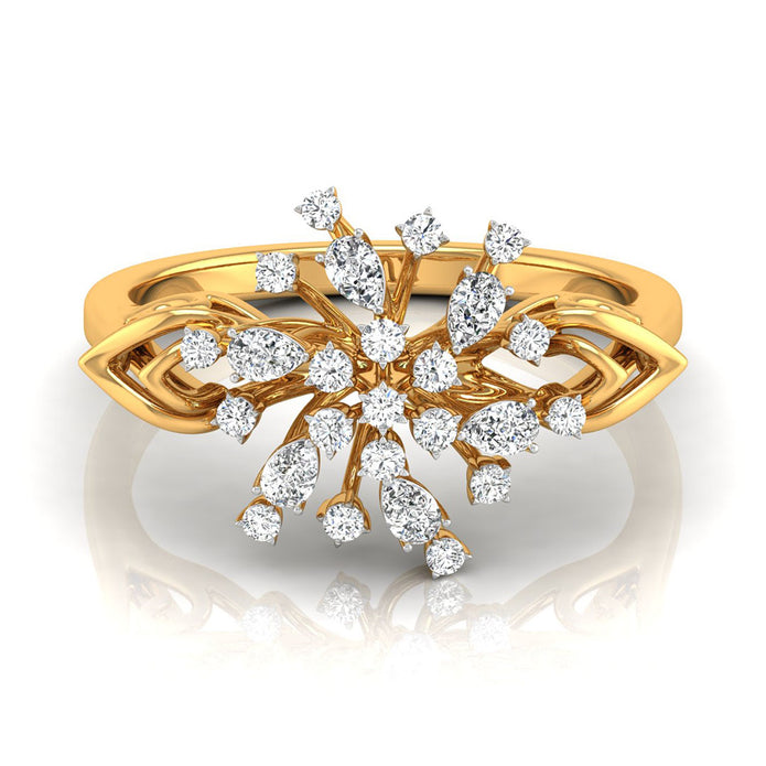 0.29Ct Round & Pear Cut Cluster Cocktail Lab-Grown Diamond Ring