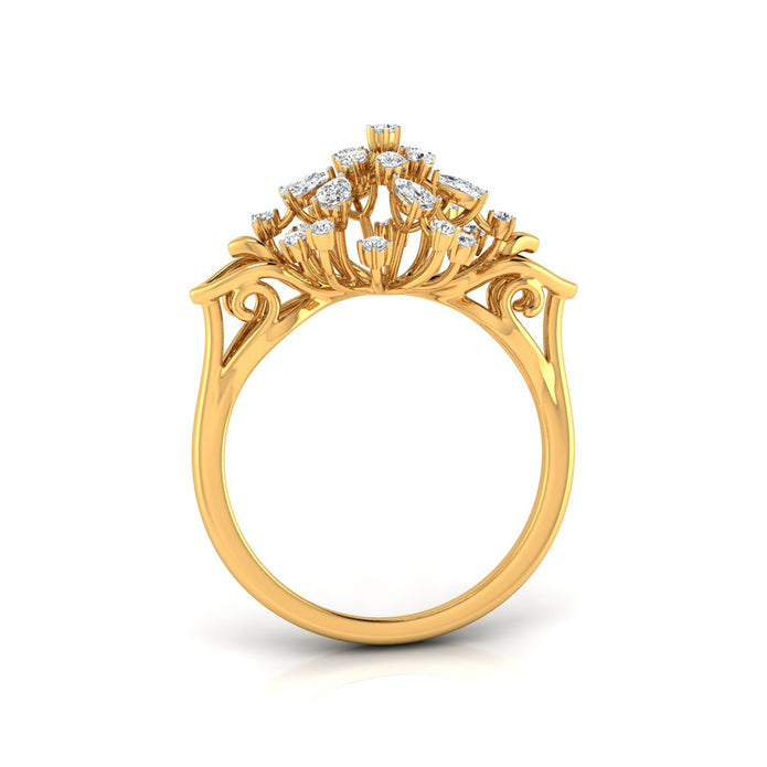 0.29Ct Round & Pear Cut Cluster Cocktail Lab-Grown Diamond Ring