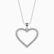 rope style open heart pendant necklace in white gold