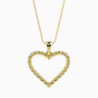 rope style open heart pendant necklace in yellow gold