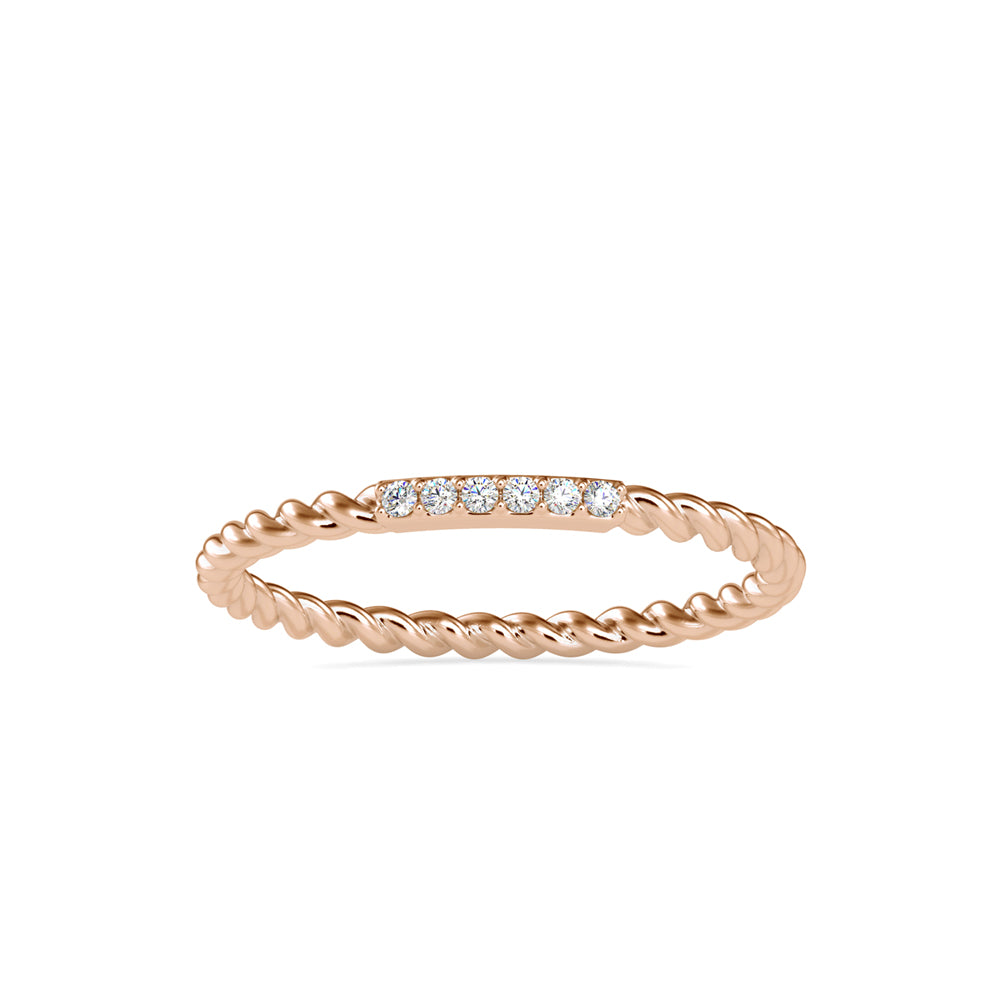 rope style pave diamond ring in rose gold