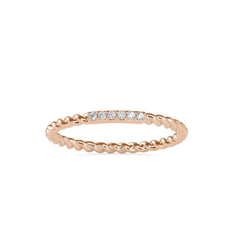 rope style pave diamond ring in rose gold