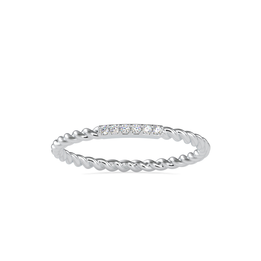 rope style pave diamond ring in white gold