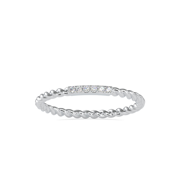 rope style pave diamond ring in white gold